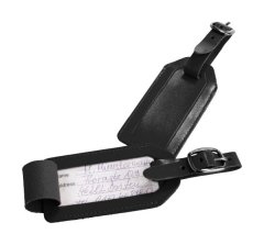 Travelite Luggage Tag Leather Black